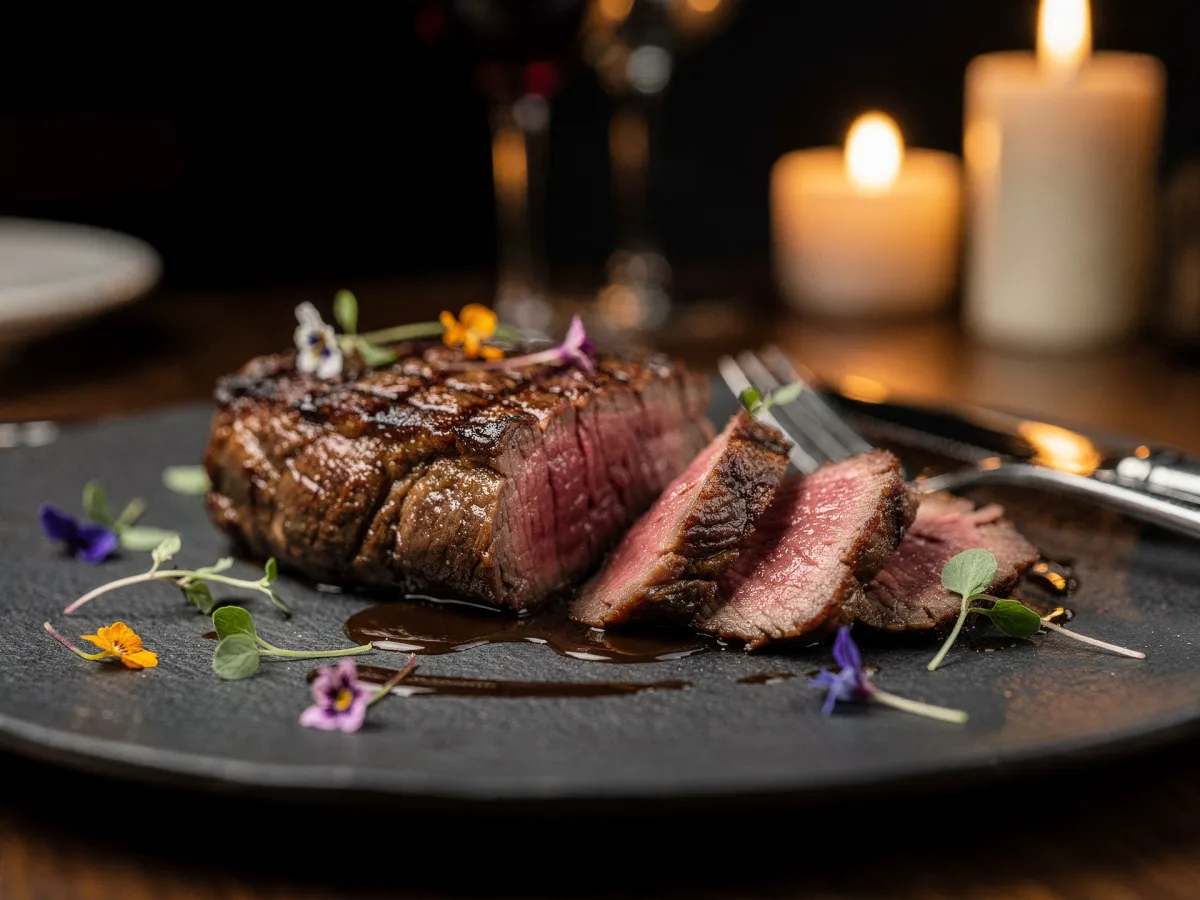 Fine dining restoranas su premium jautienos patiekalu